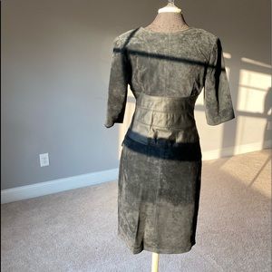 Vintage Lauren Alexandra Black Suede Leather Dress